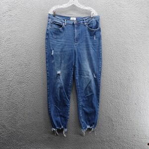 Nicole Miller Nomad Super High Rise Straight Jeans 14‎ Blue Medium Wash Womens